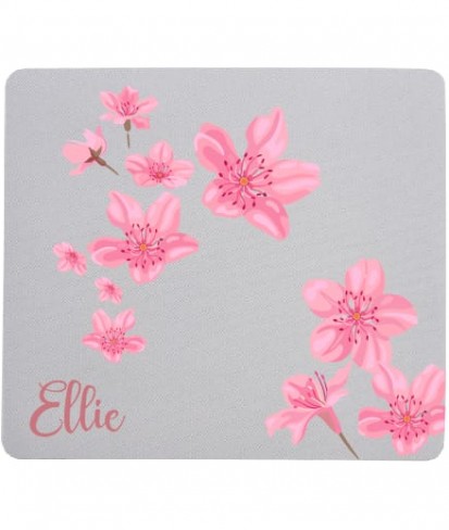Custom White Mouse Pad with Name & Floral Design